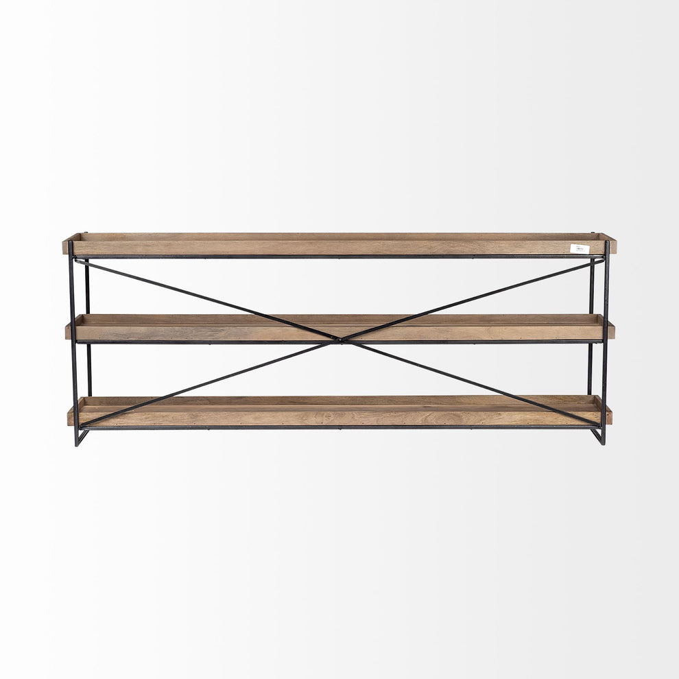 Light Brown Mango Wood Finish Console Table With Matte Black Iron Frame By Homeroots | Console Tables | Modishstore - 4