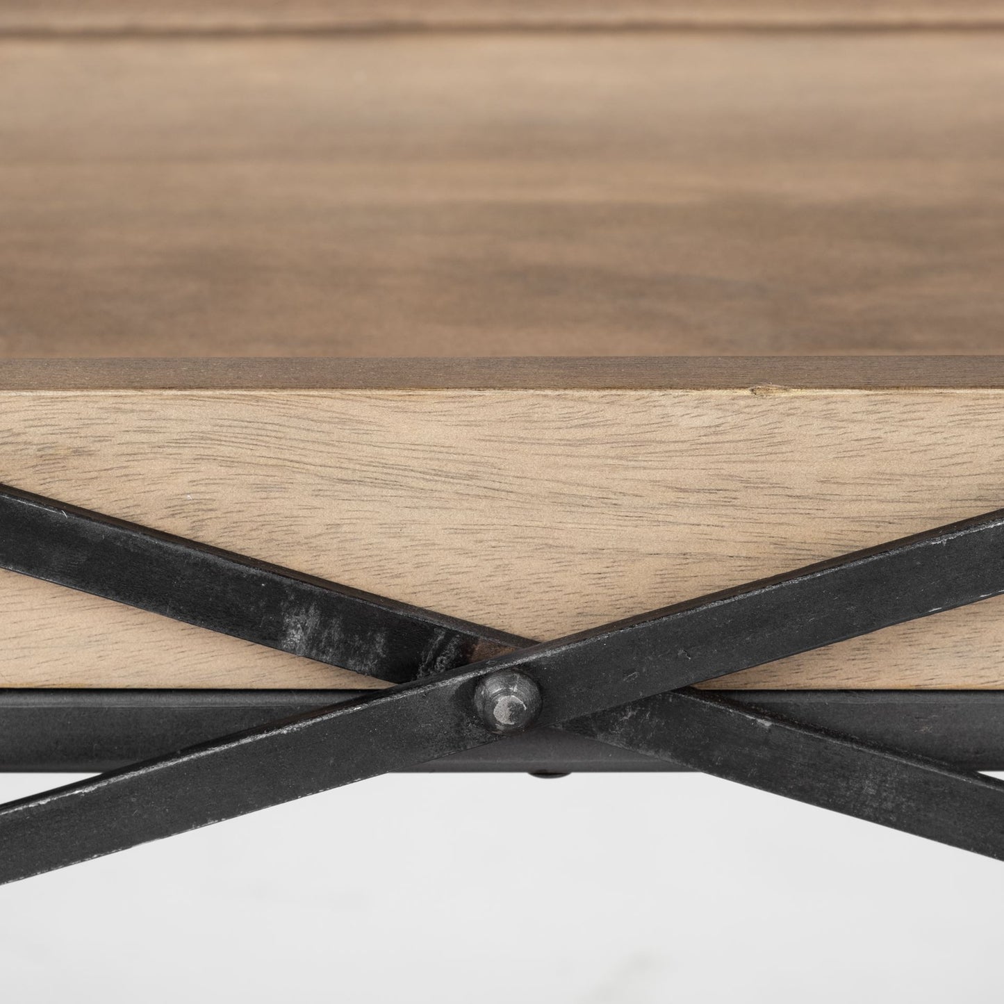 Light Brown Mango Wood Finish Console Table With Matte Black Iron Frame By Homeroots | Console Tables | Modishstore - 5