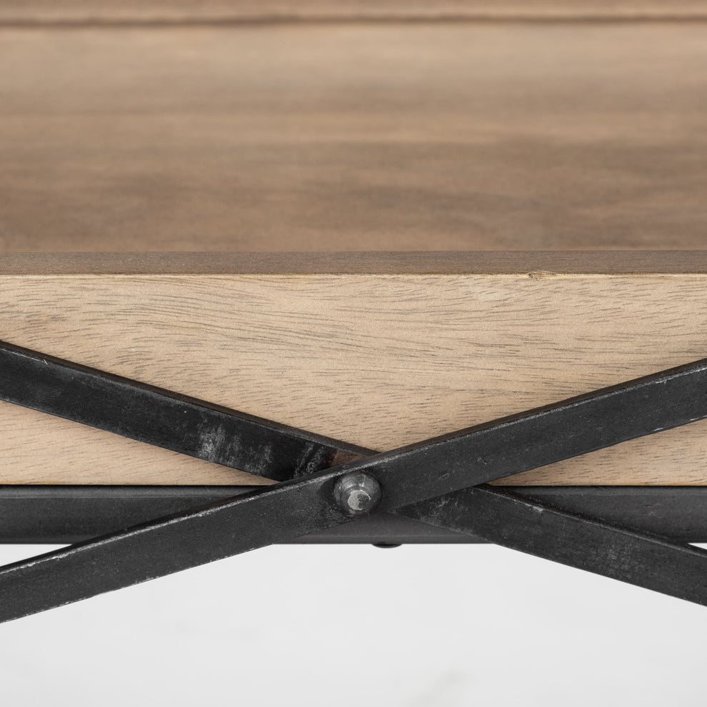 Light Brown Mango Wood Finish Console Table With Matte Black Iron Frame By Homeroots | Console Tables | Modishstore - 5