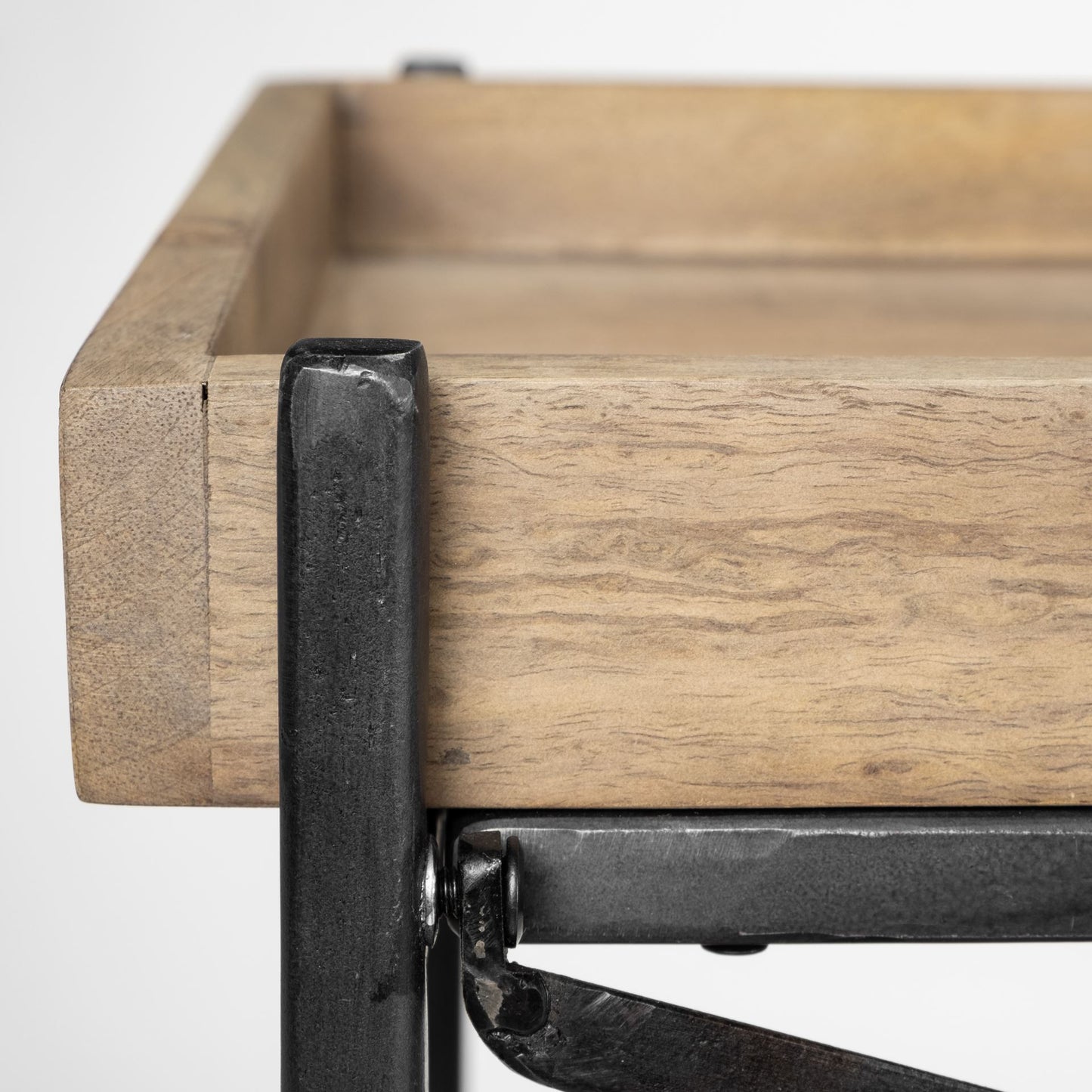 Light Brown Mango Wood Finish Console Table With Matte Black Iron Frame By Homeroots | Console Tables | Modishstore - 6