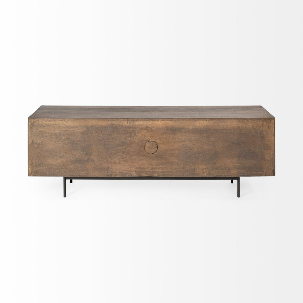 Medium Brown Mango Wood Finish TV Stand Media Console With 4 Doors By Homeroots | Console Tables | Modishstore - 4