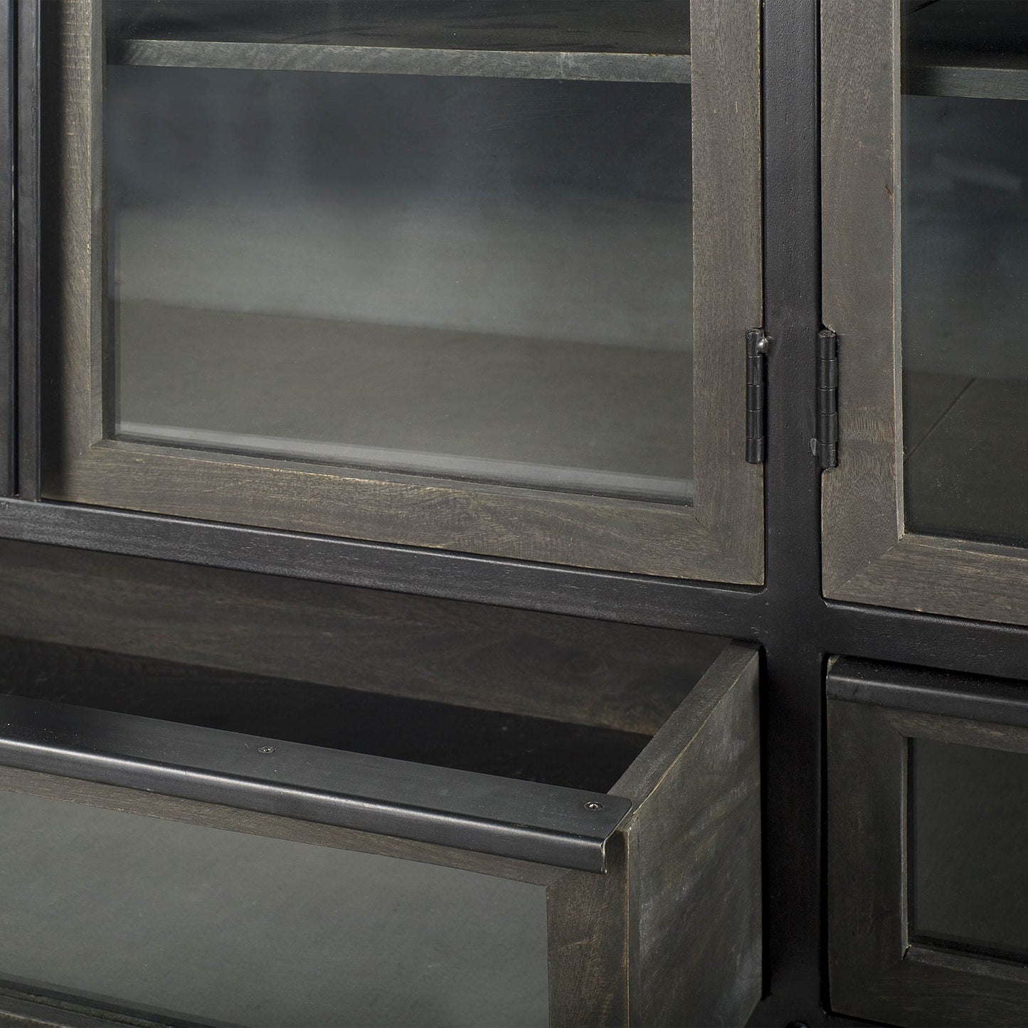 Rounded Edge Dark Brown Mango Wood Finish Sideboard With 2 Cabinets And 2 Drawers By Homeroots | Cabinets | Modishstore - 3