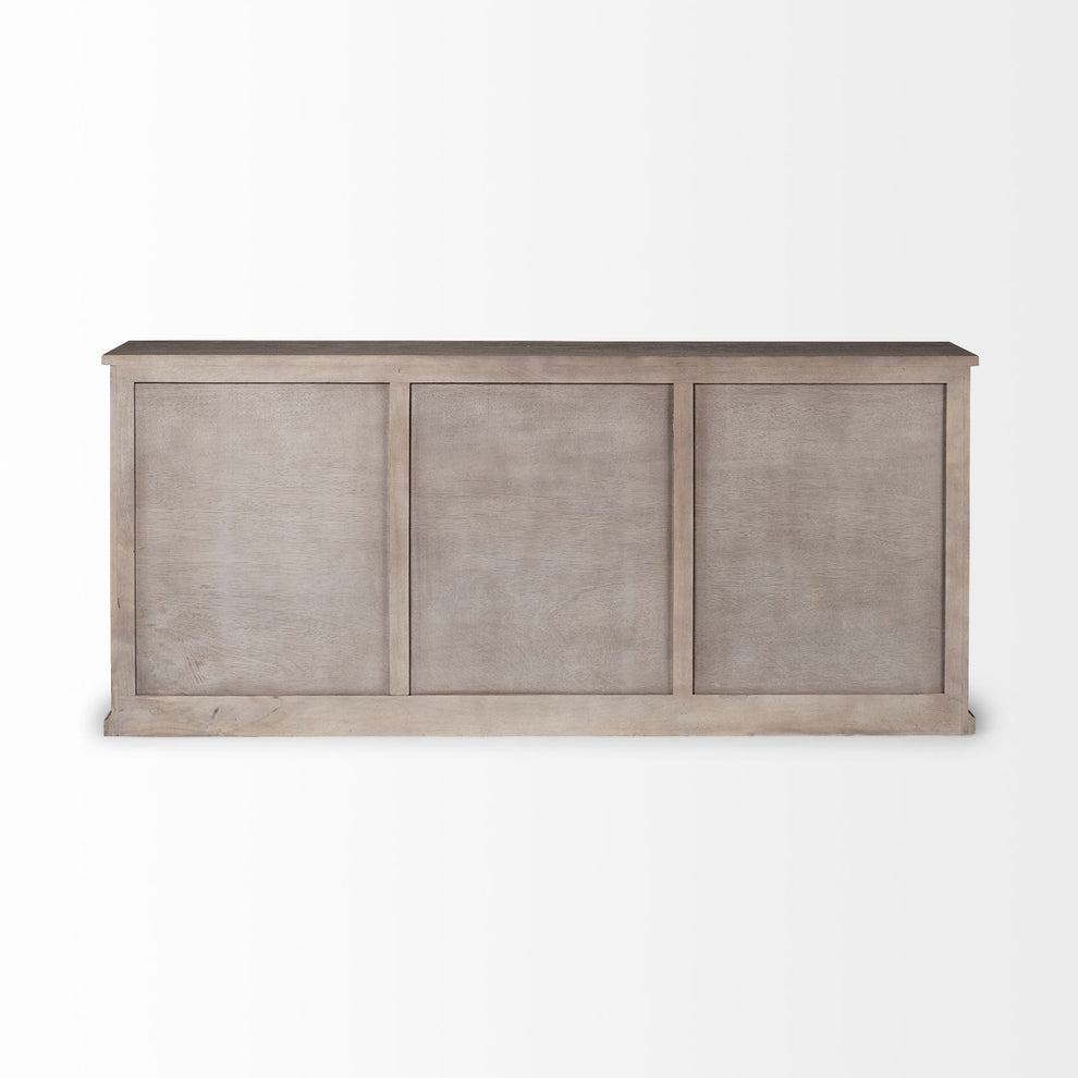 Brown Solid Mango Wood Sideboard With 3 Cabinets And 3 Drawers By Homeroots | Cabinets | Modishstore - 4