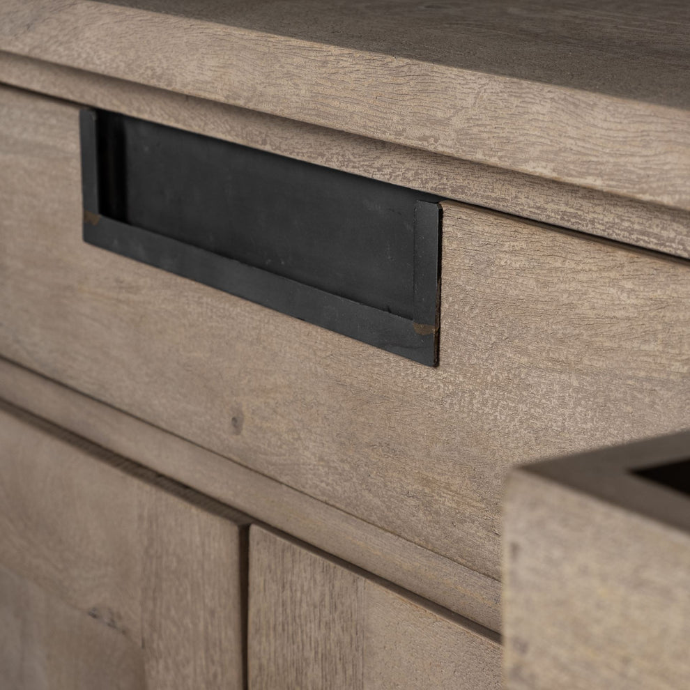 Brown Solid Mango Wood Sideboard With 3 Cabinets And 3 Drawers By Homeroots | Cabinets | Modishstore - 6