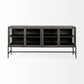 Black Solid Mango Wood Finish Sideboard With 4 Glass Cabinet Doors By Homeroots | Cabinets | Modishstore - 2