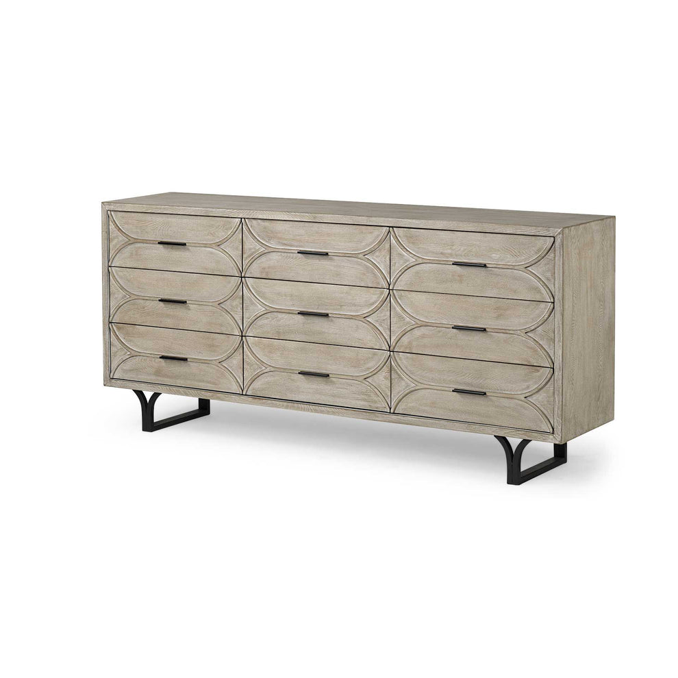 Light Brown And White Solid Mango Wood Finish Sideboard With 9 Drawers By Homeroots | Cabinets | Modishstore - 2
