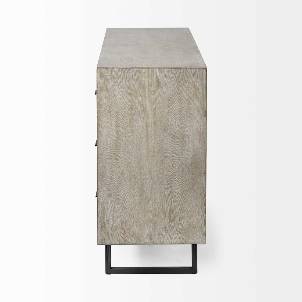 Light Brown And White Solid Mango Wood Finish Sideboard With 9 Drawers By Homeroots | Cabinets | Modishstore - 3