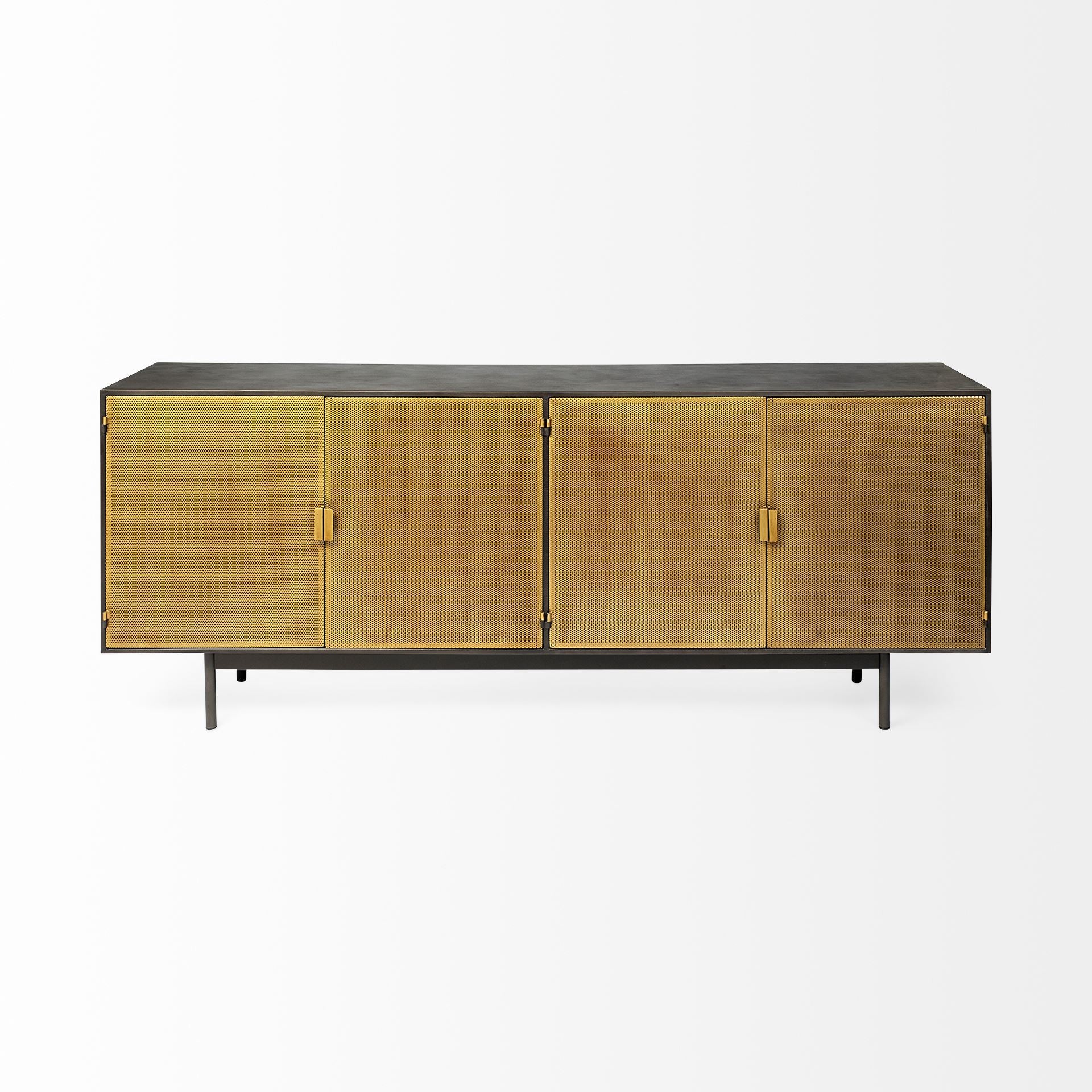 Dark Brown Mango Wood Finish Sideboard With 4 Cabinet Doors By Homeroots | Cabinets | Modishstore - 2