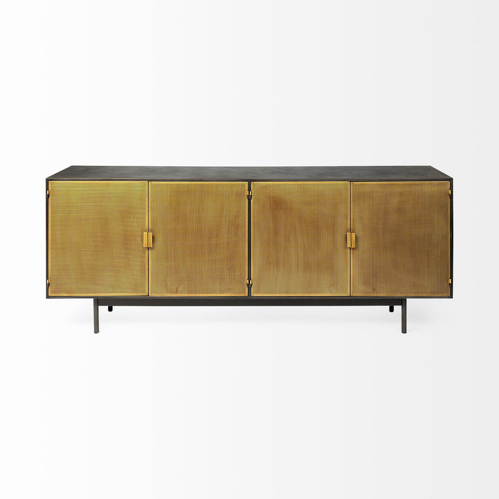 Dark Brown Mango Wood Finish Sideboard With 4 Cabinet Doors By Homeroots | Cabinets | Modishstore - 3