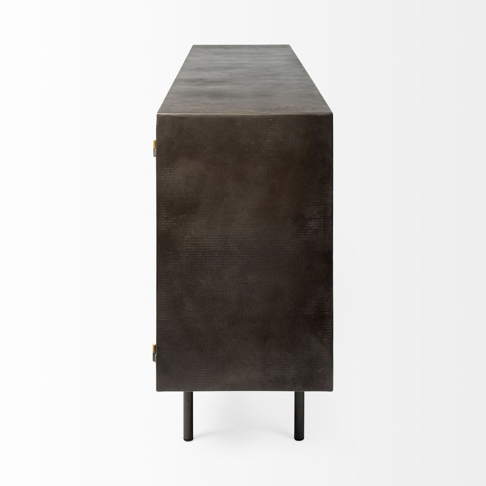Dark Brown Mango Wood Finish Sideboard With 4 Cabinet Doors By Homeroots | Cabinets | Modishstore - 4