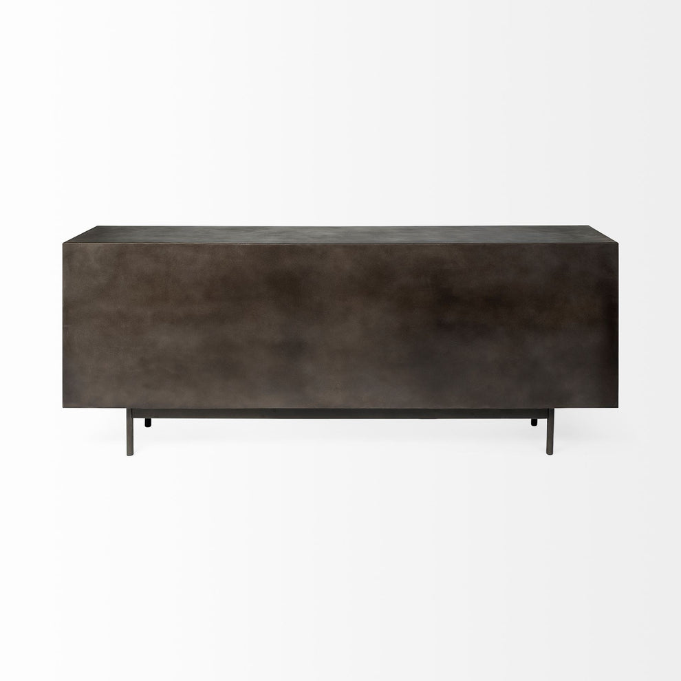 Dark Brown Mango Wood Finish Sideboard With 4 Cabinet Doors By Homeroots | Cabinets | Modishstore - 5
