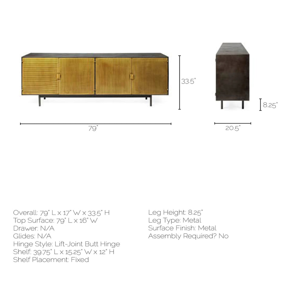 Dark Brown Mango Wood Finish Sideboard With 4 Cabinet Doors By Homeroots | Cabinets | Modishstore - 7