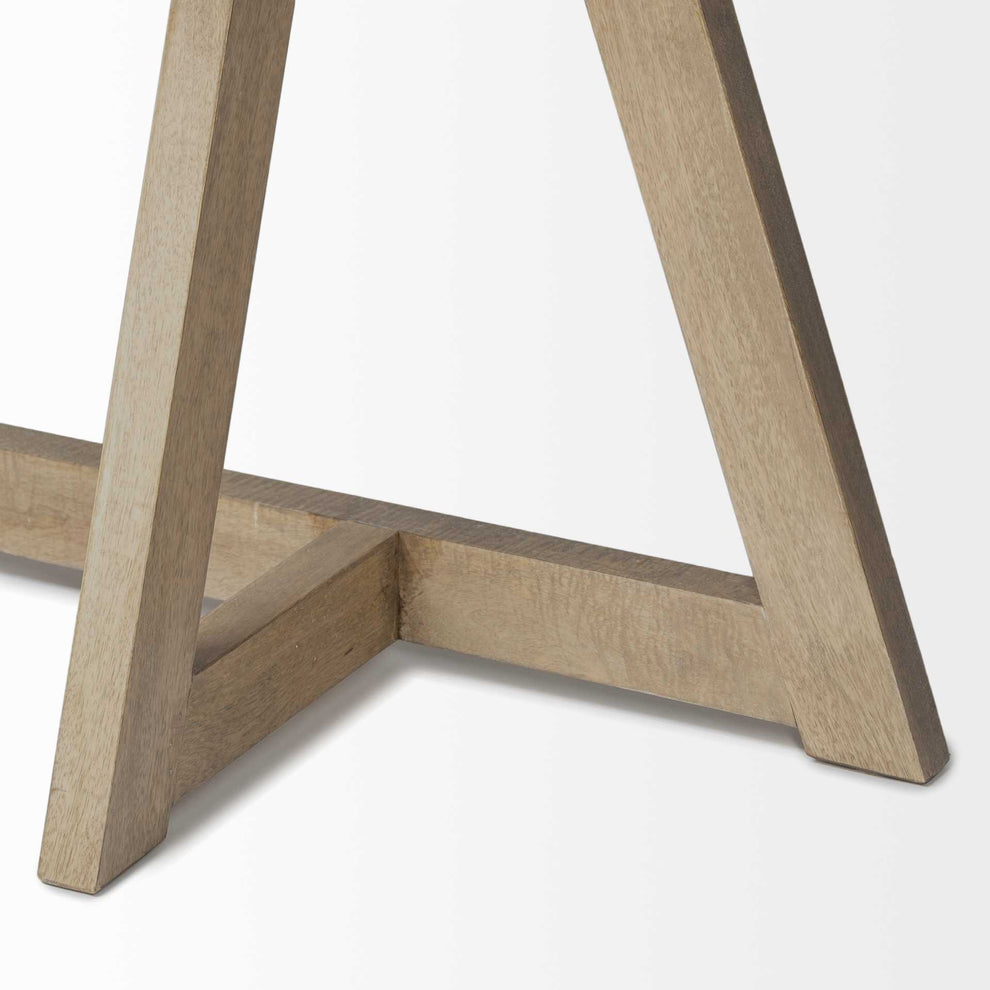 Rectangular Light Brown Mango Wood Finish Console Table With Geometrically Wooden Frame And Base By Homeroots | Console Tables | Modishstore - 7