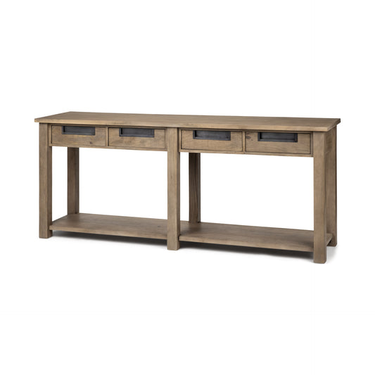 Light Brown Mango Wood Finish Console Table With 4 Drawers By Homeroots