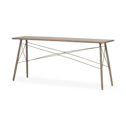 Medium Brown Wooden Console Table With 4 Angular Legs By Homeroots