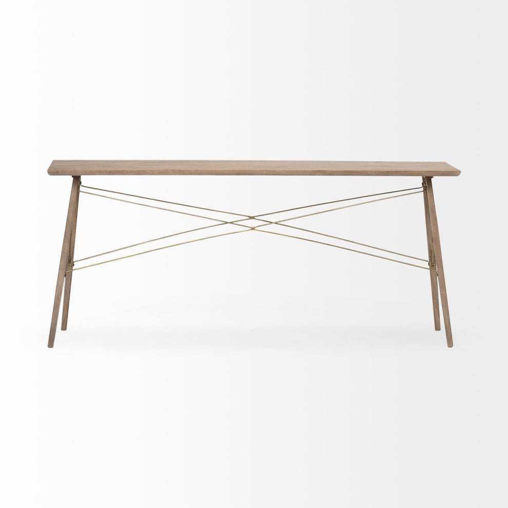 Medium Brown Wooden Console Table With 4 Angular Legs By Homeroots | Console Tables | Modishstore - 2