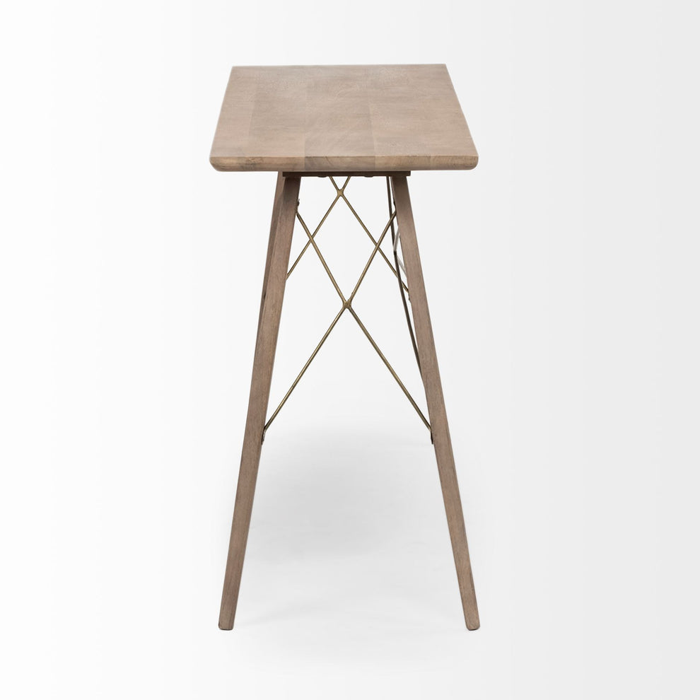 Medium Brown Wooden Console Table With 4 Angular Legs By Homeroots | Console Tables | Modishstore - 3