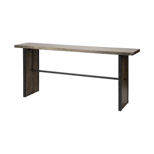Rectangular Medium Brown Live Edge Mango Wood Console Table With Plank Like Legs By Homeroots | Console Tables | Modishstore