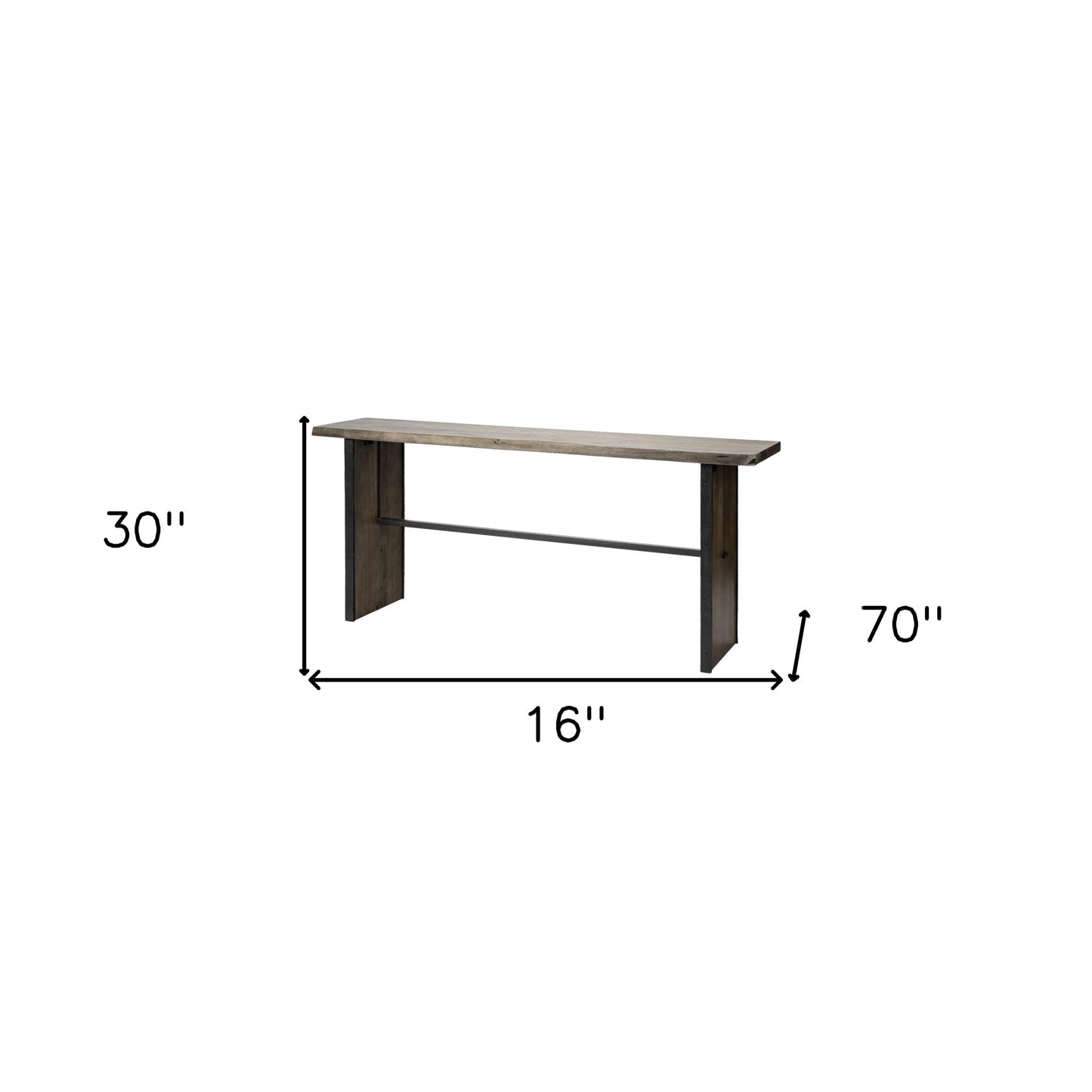 Rectangular Medium Brown Live Edge Mango Wood Console Table With Plank Like Legs By Homeroots
