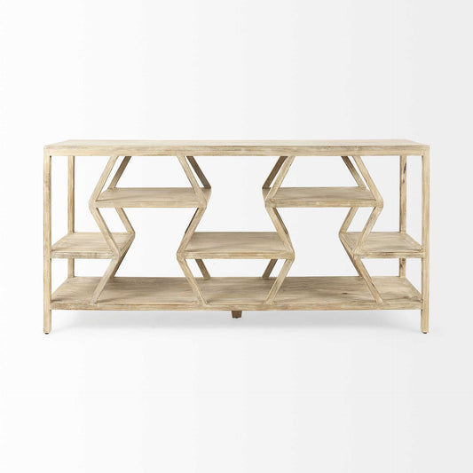 Light Brown Mango Wood Finish Console Table With Multi Level Shelf Design By Homeroots | Console Tables | Modishstore