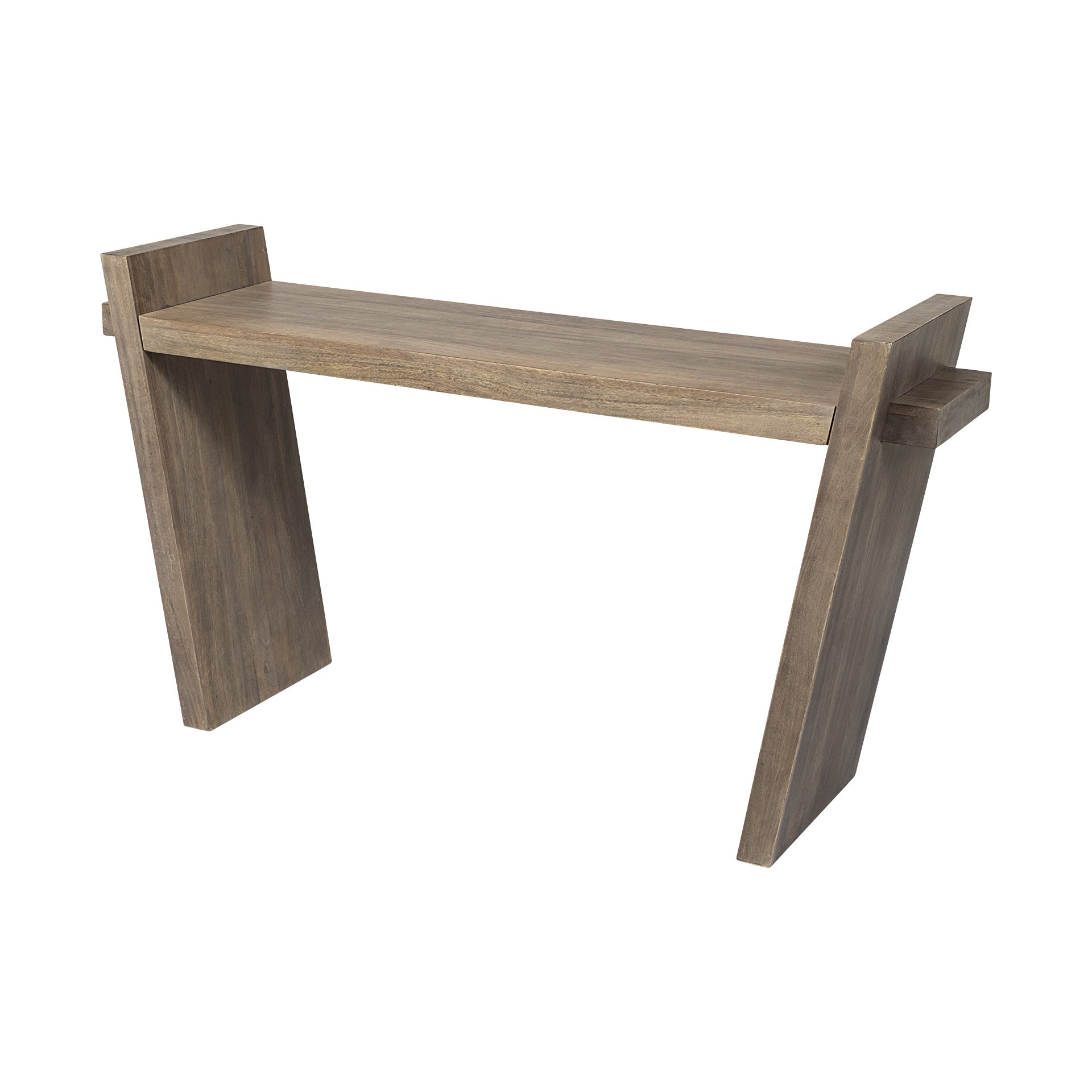 Medium Brown Solid Mango Wood Finish Console Table With Slanted Base Design By Homeroots | Console Tables | Modishstore
