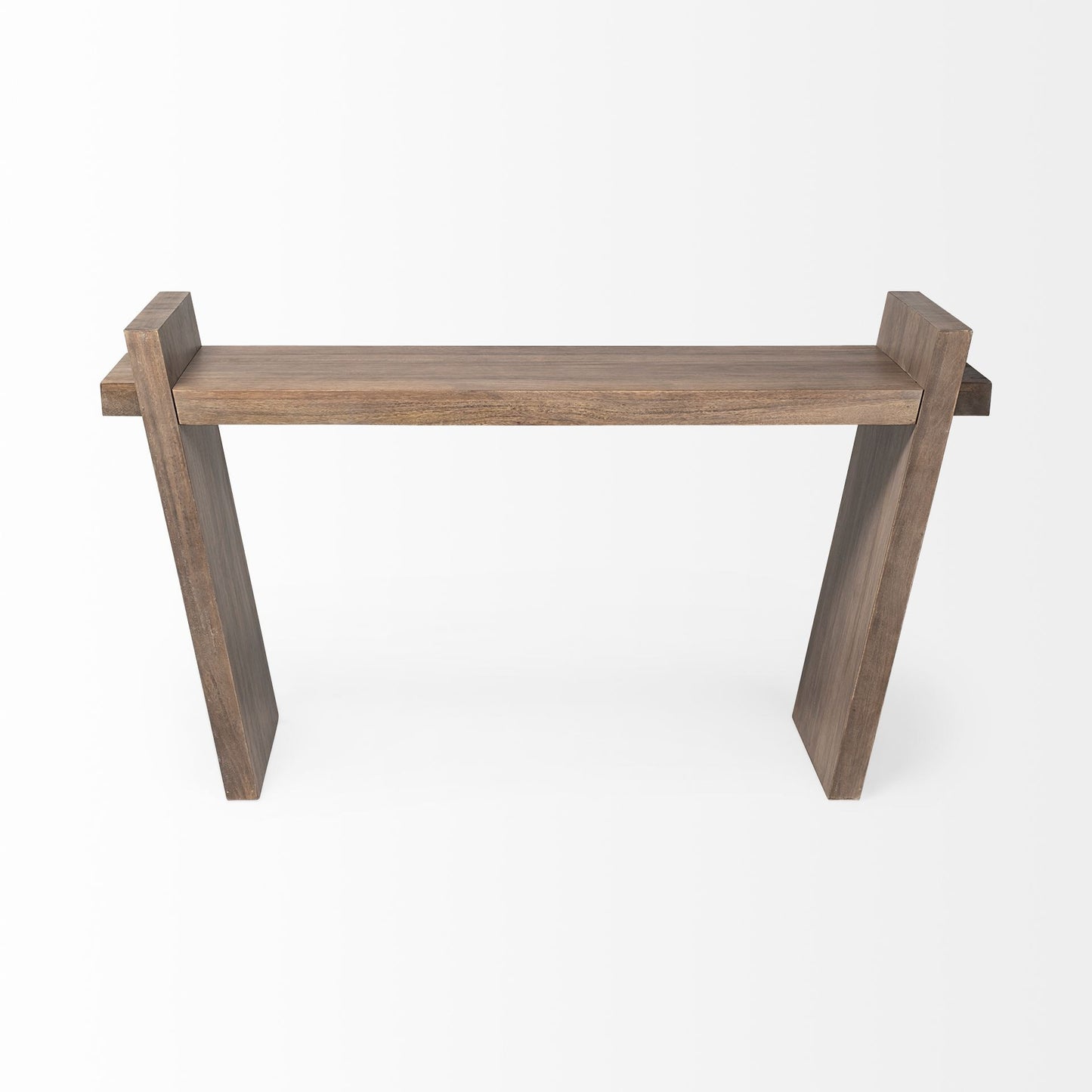 Medium Brown Solid Mango Wood Finish Console Table With Slanted Base Design By Homeroots | Console Tables | Modishstore - 2