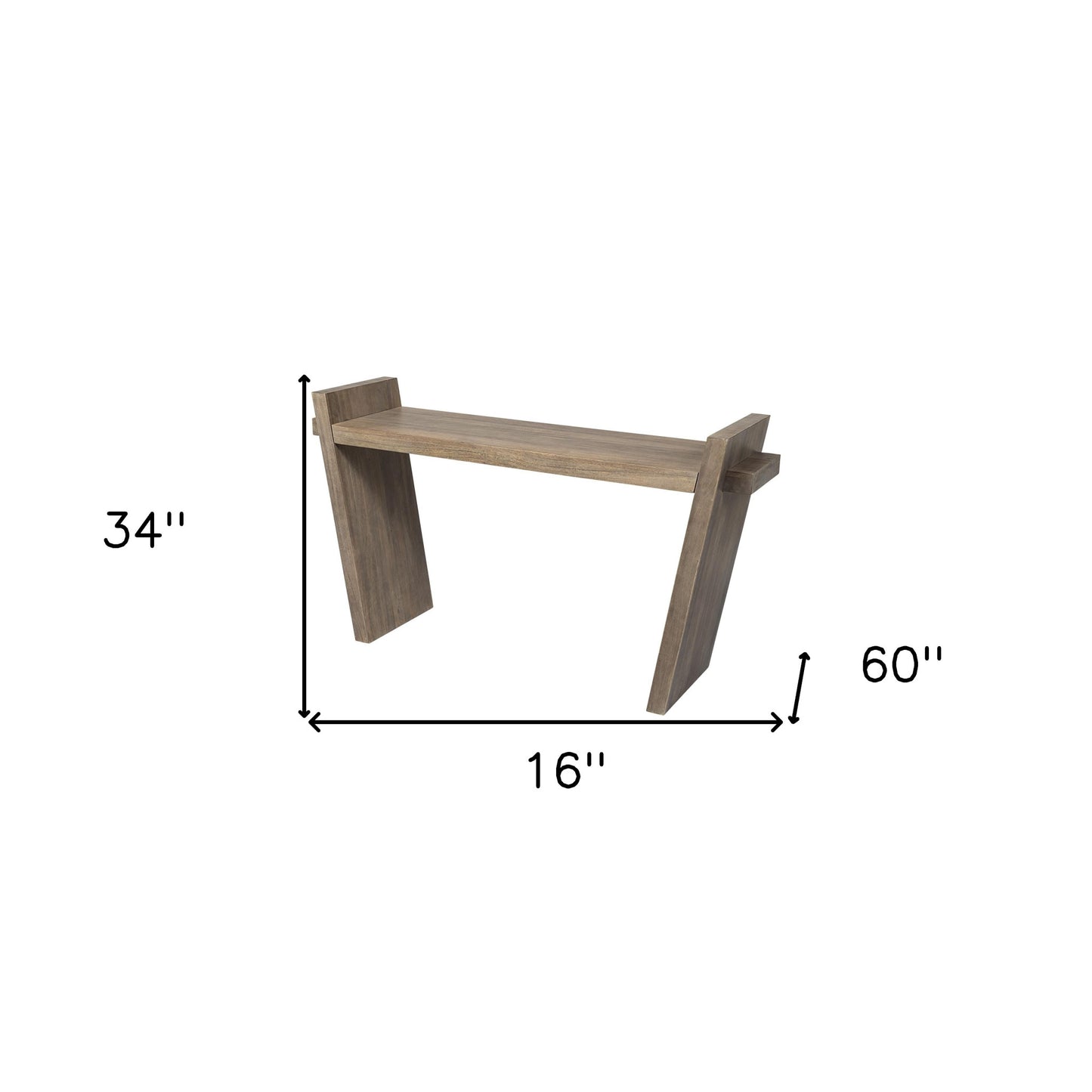 Medium Brown Solid Mango Wood Finish Console Table With Slanted Base Design By Homeroots | Console Tables | Modishstore - 8