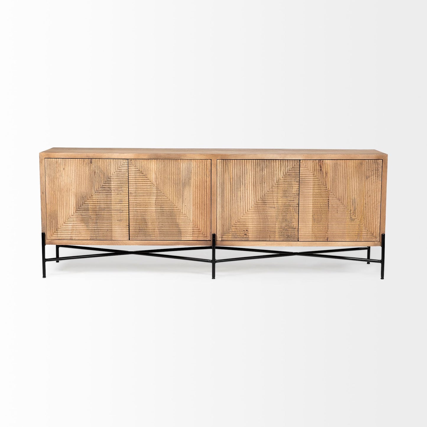 Brown Solid Mango Wood Finish Sideboard With 4 Cabinet Doors By Homeroots - 380238 | Cabinets | Modishstore - 2