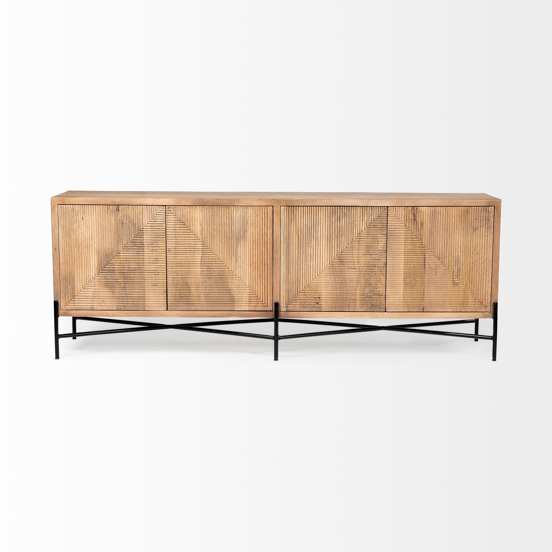 Brown Solid Mango Wood Finish Sideboard With 4 Cabinet Doors By Homeroots - 380238 | Cabinets | Modishstore - 2