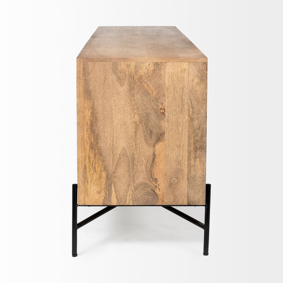 Brown Solid Mango Wood Finish Sideboard With 4 Cabinet Doors By Homeroots - 380238 | Cabinets | Modishstore - 3