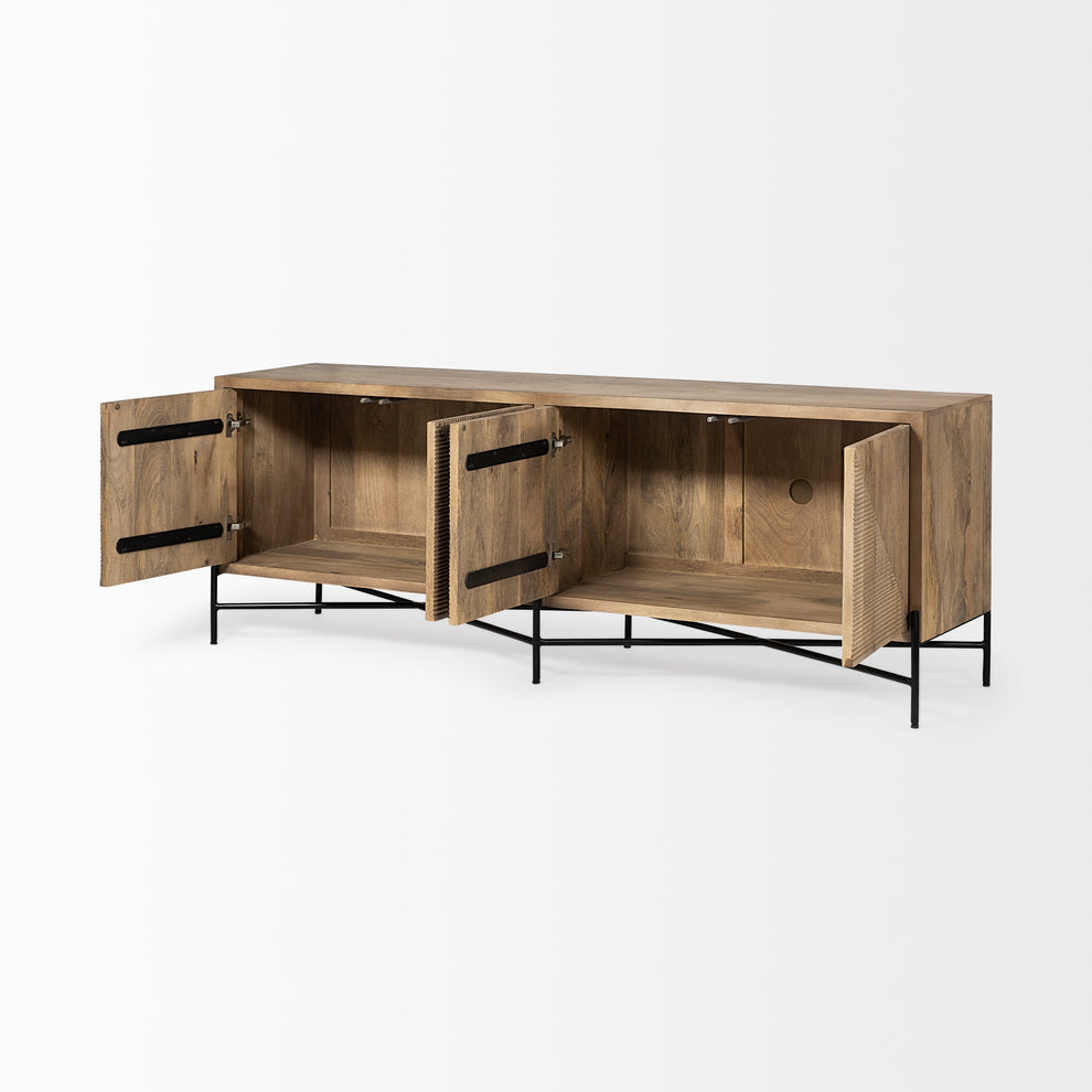 Brown Solid Mango Wood Finish Sideboard With 4 Cabinet Doors By Homeroots - 380238 | Cabinets | Modishstore - 5