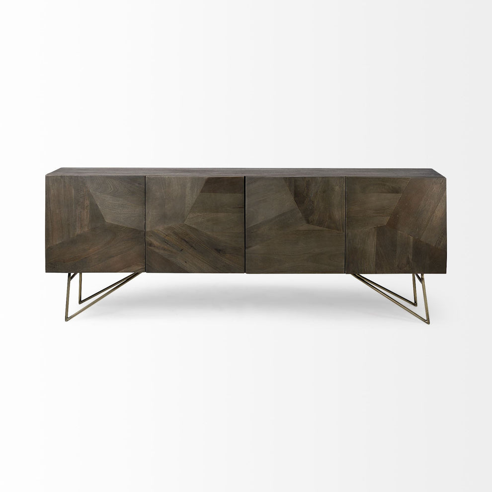 Dark Brown Solid Mango Wood Finish Sideboard With 4 Cabinet Doors By Homeroots - 380240 | Cabinets | Modishstore - 3