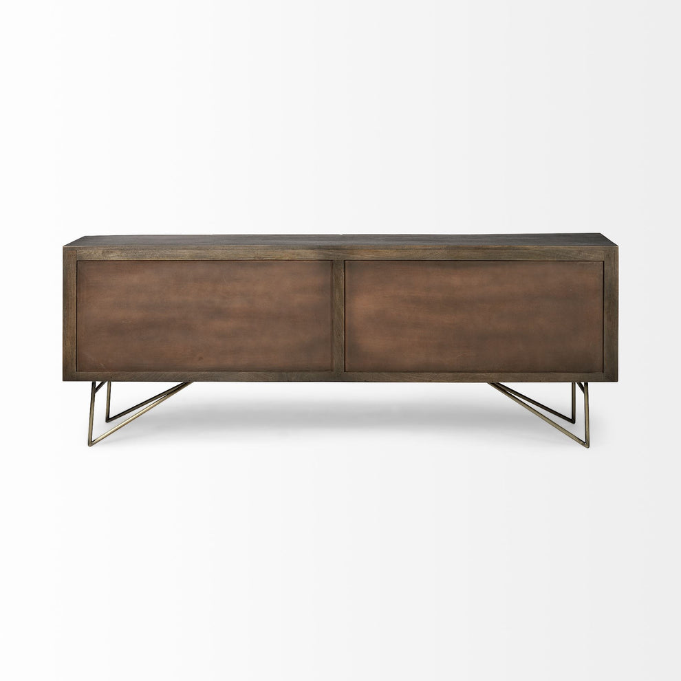 Dark Brown Solid Mango Wood Finish Sideboard With 4 Cabinet Doors By Homeroots - 380240 | Cabinets | Modishstore - 5