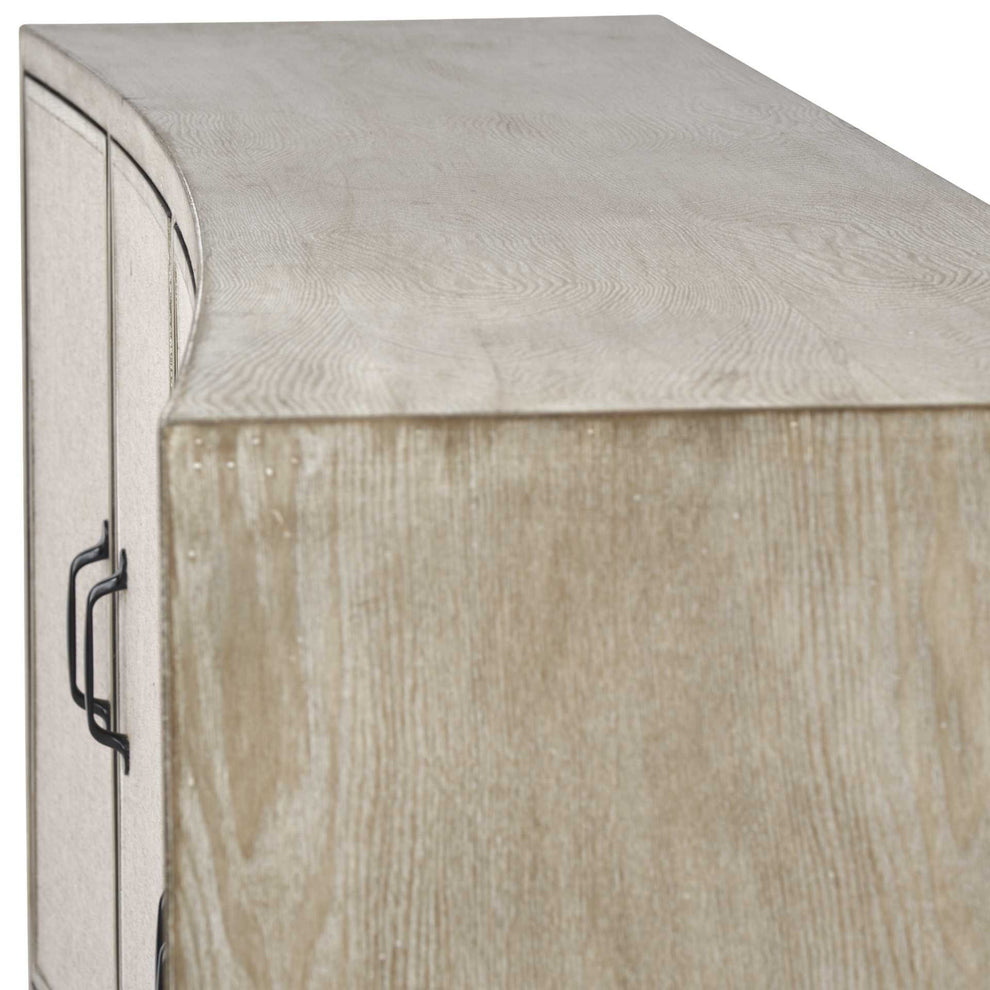 Light Brown Solid Wood Sideboard With 4 Fabric Covered Cabinet Doors By Homeroots | Cabinets | Modishstore - 6
