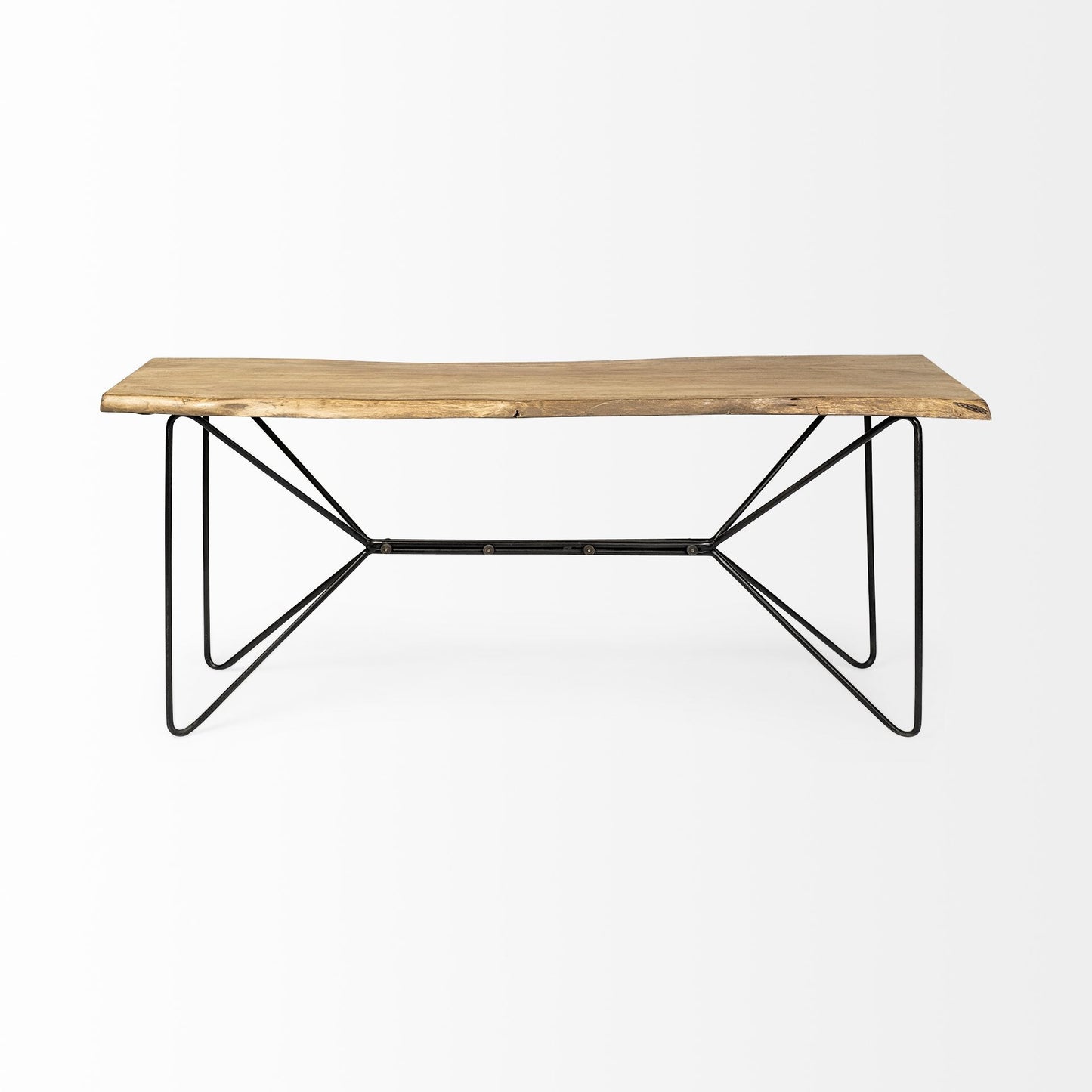 Light Brown Live Edge Solid Acacia Wood Console Table With Black Matte Iron Frame By Homeroots | Console Tables | Modishstore - 2