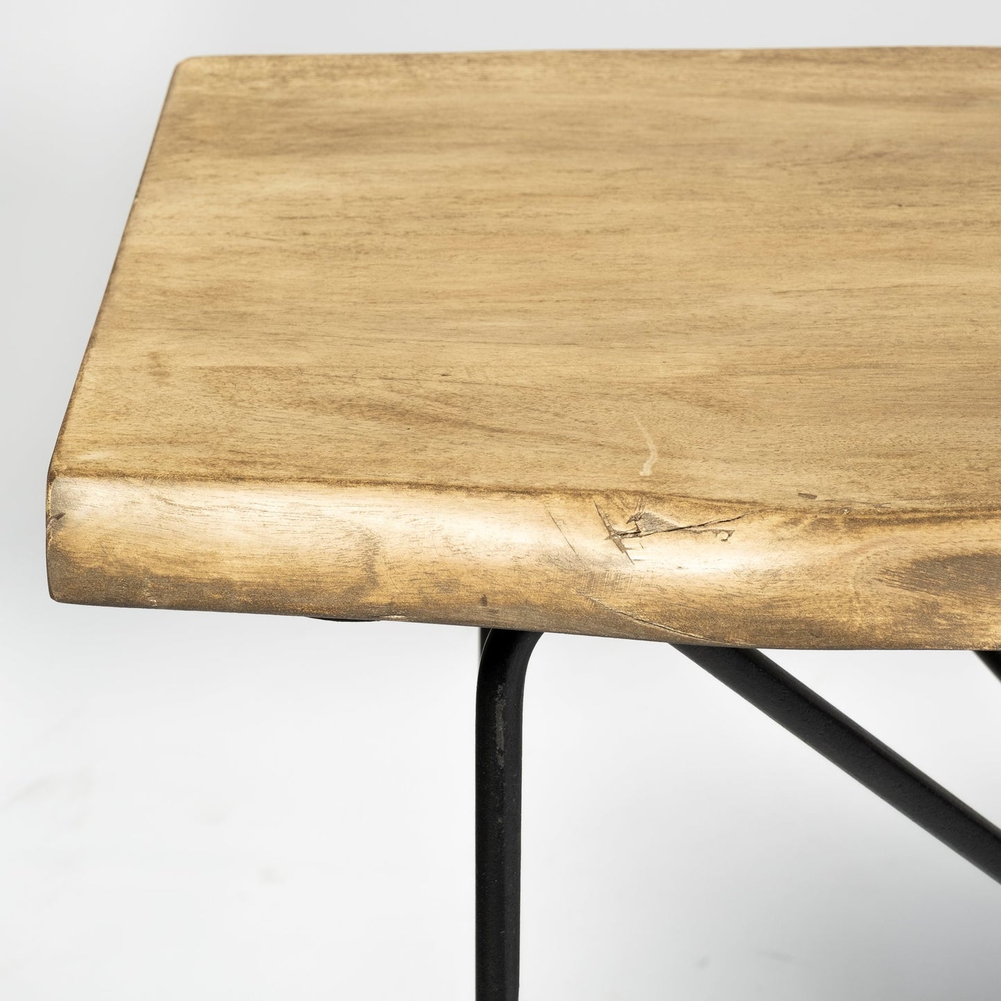 Light Brown Live Edge Solid Acacia Wood Console Table With Black Matte Iron Frame By Homeroots | Console Tables | Modishstore - 5