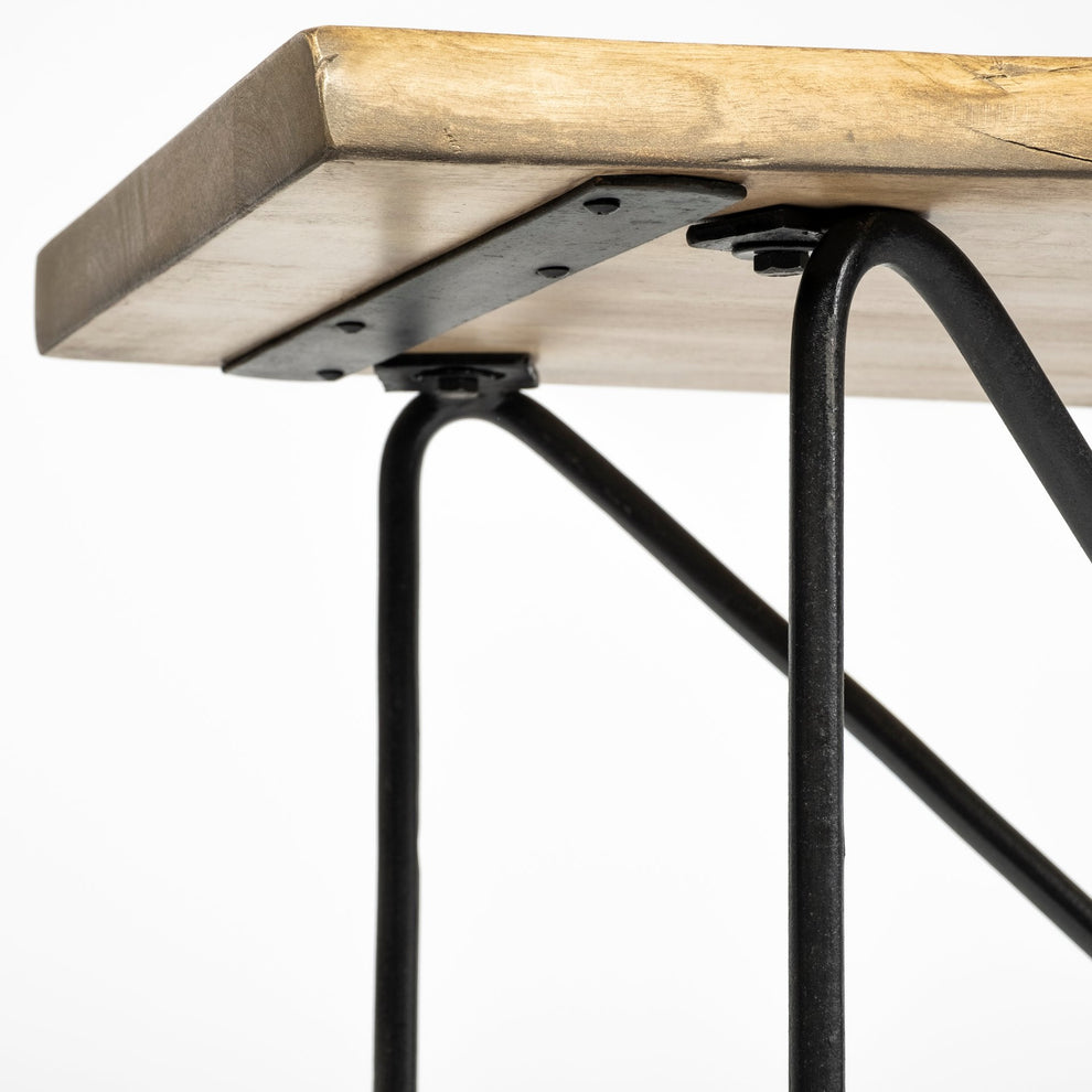 Light Brown Live Edge Solid Acacia Wood Console Table With Black Matte Iron Frame By Homeroots | Console Tables | Modishstore - 6