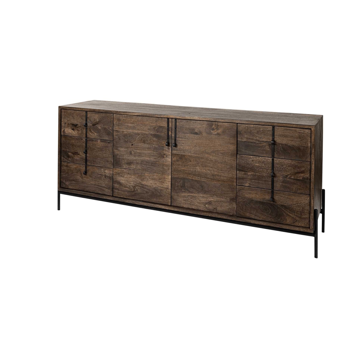 Brown Solid Wood Sideboard With 6 Drawers And 2 Cabinet Doors By Homeroots | Cabinets | Modishstore