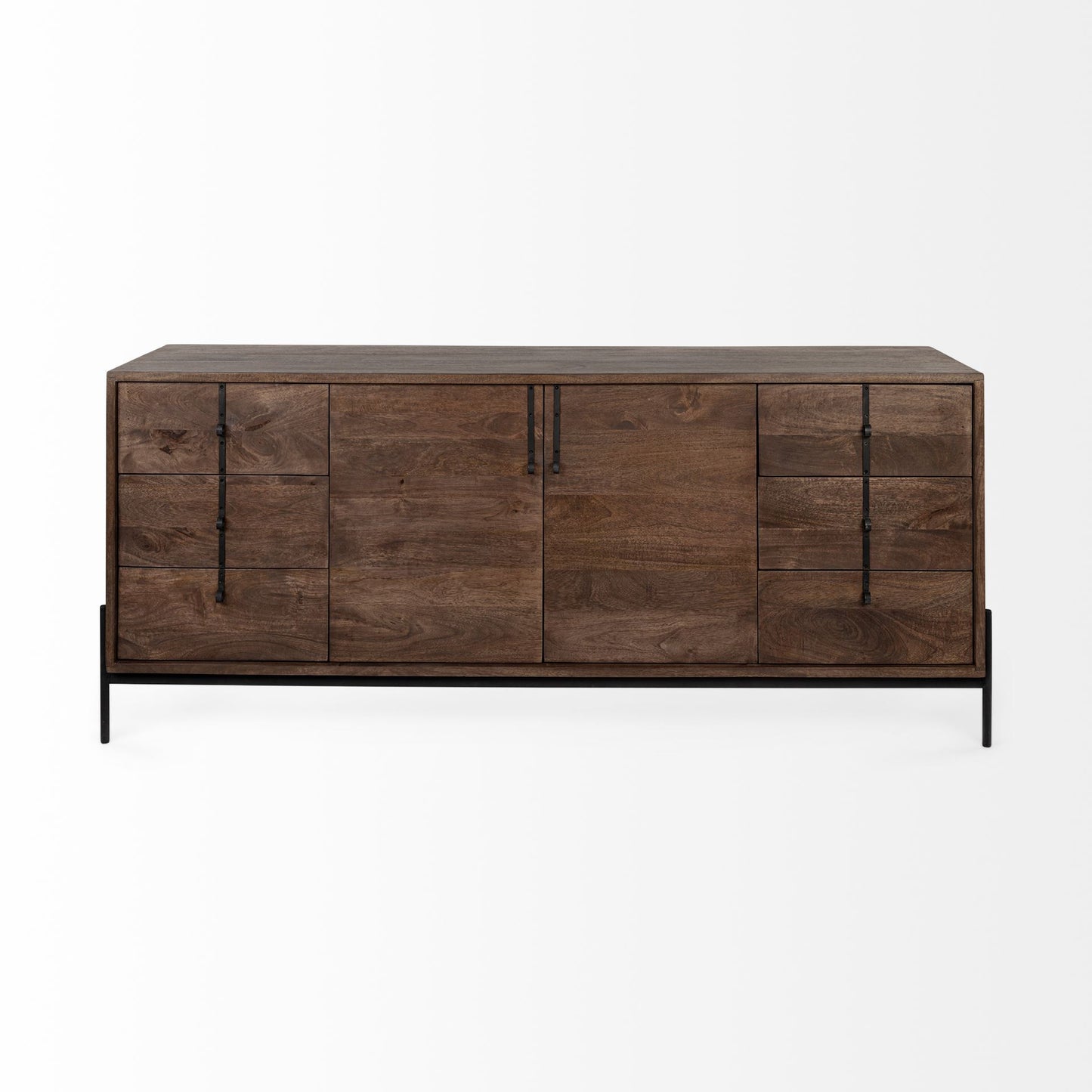 Brown Solid Wood Sideboard With 6 Drawers And 2 Cabinet Doors By Homeroots | Cabinets | Modishstore - 3