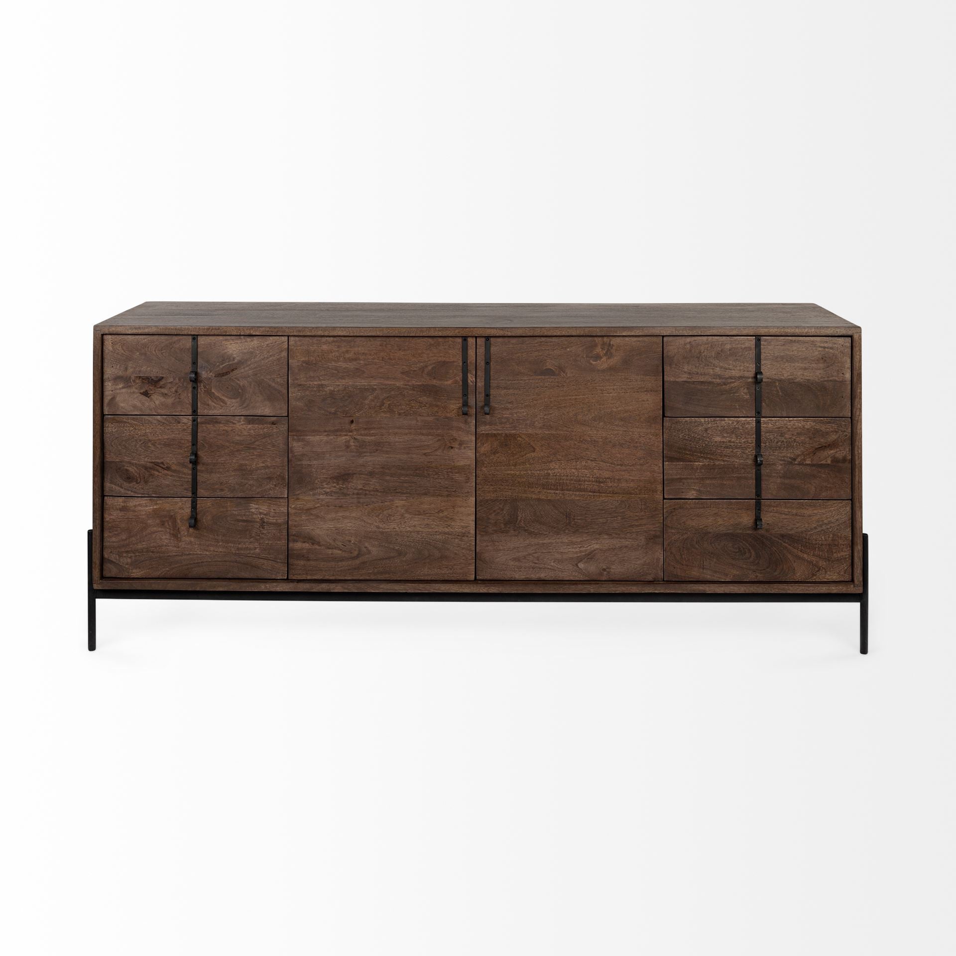 Brown Solid Wood Sideboard With 6 Drawers And 2 Cabinet Doors By Homeroots | Cabinets | Modishstore - 3