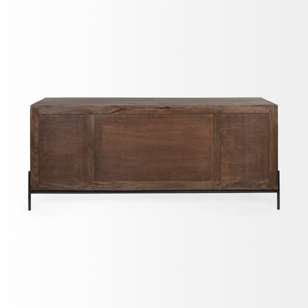 Brown Solid Wood Sideboard With 6 Drawers And 2 Cabinet Doors By Homeroots | Cabinets | Modishstore - 5
