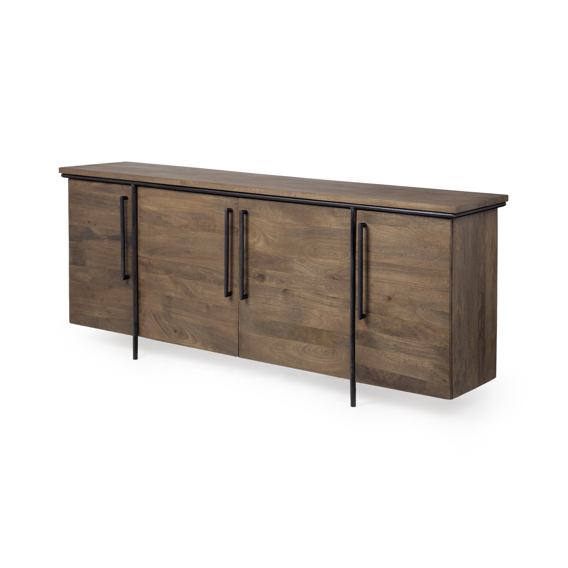 Brown Solid Mango Wood Finish Sideboard With 4 Door Cabinets By Homeroots | Cabinets | Modishstore - 2