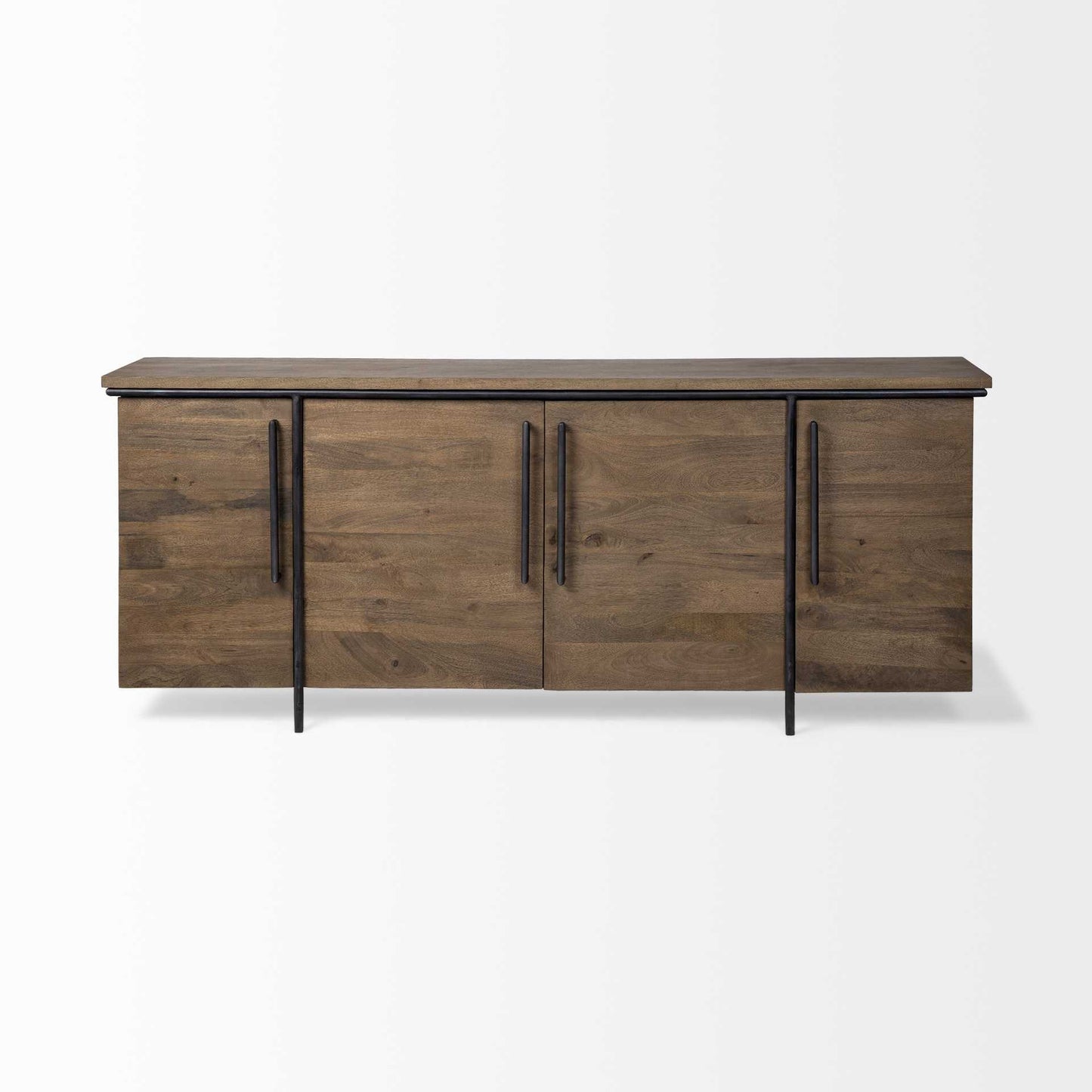 Brown Solid Mango Wood Finish Sideboard With 4 Door Cabinets By Homeroots | Cabinets | Modishstore - 3