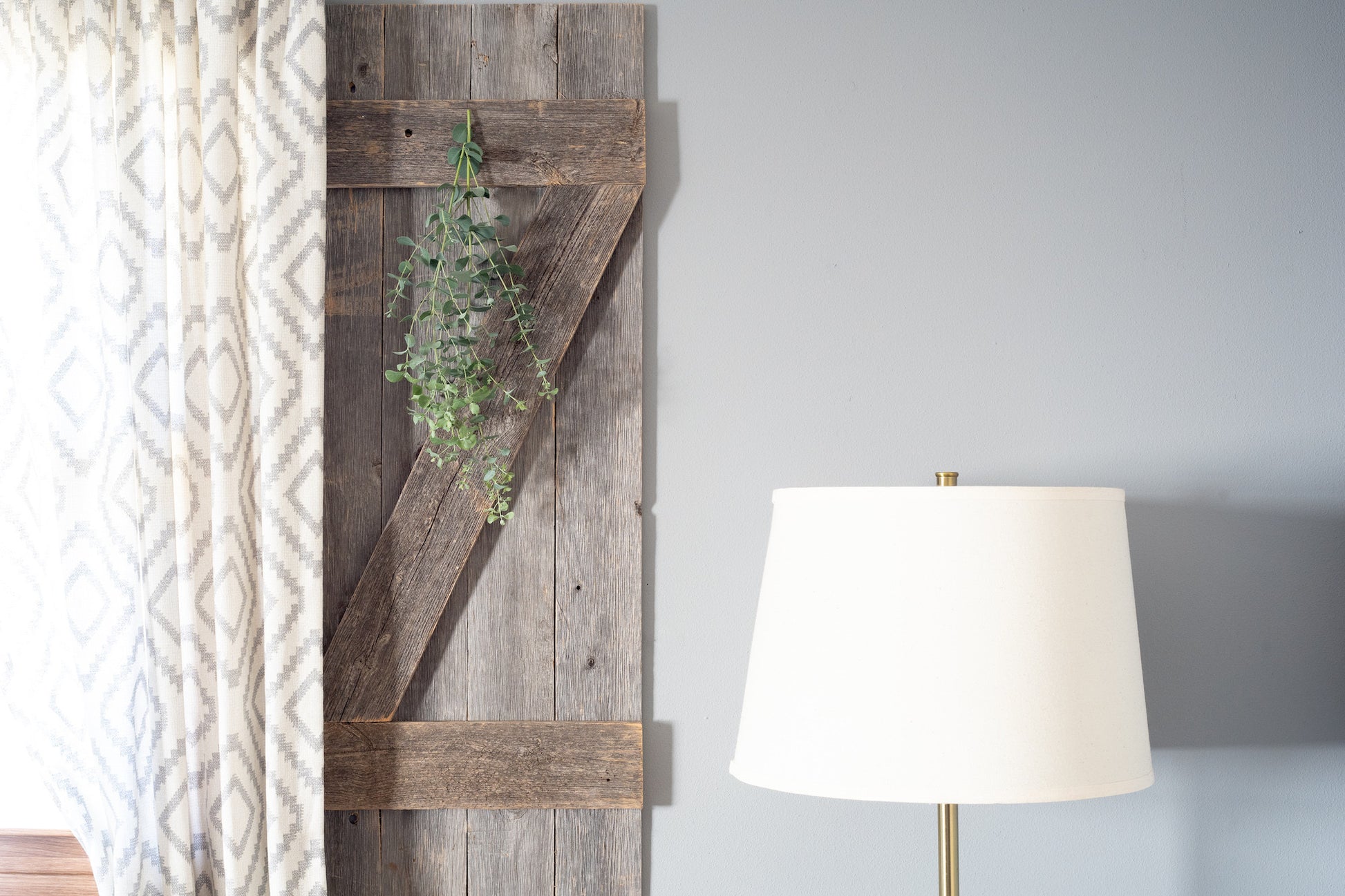 Set of 2 Rustic Natural Weathered Grey Wood Window Shutters with Hanger By Homeroots | Wall Decor | Modishstore - 3