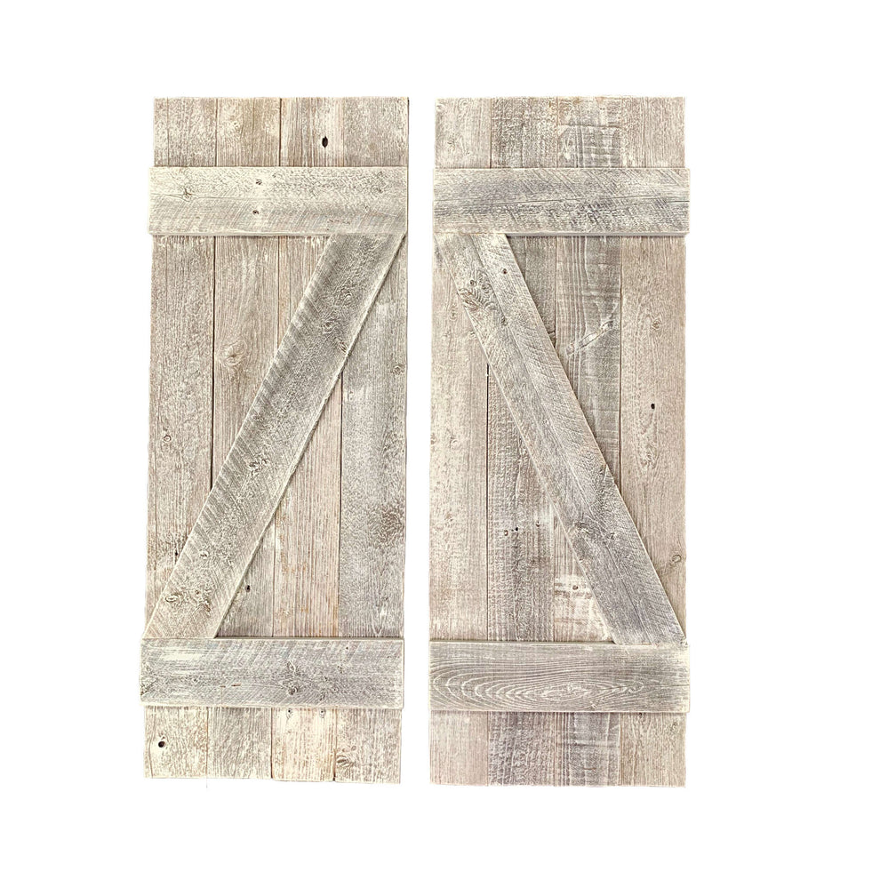 Set of Two Rustic Weathered Grey Wood Decorative Window Shutters By Homeroots | Wall Decor | Modishstore - 2