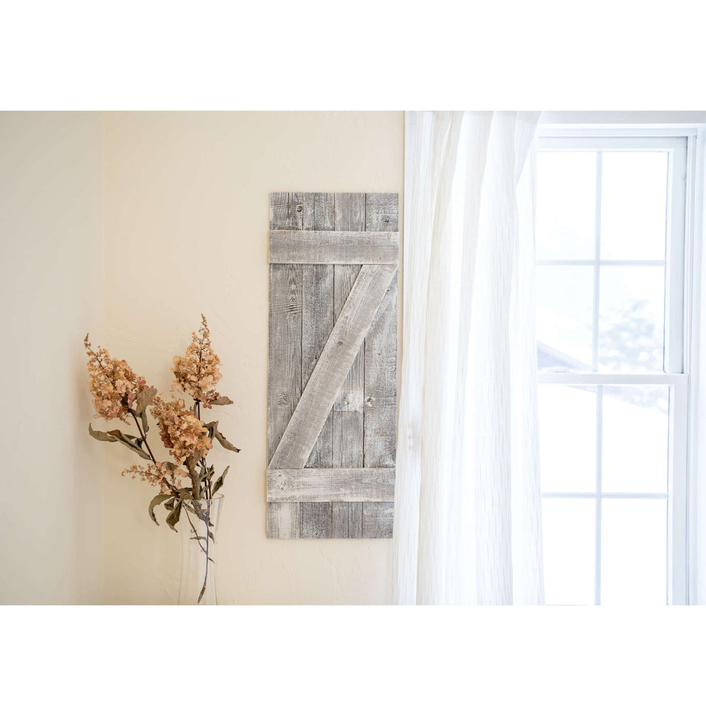 Set of Two Rustic Weathered Grey Wood Decorative Window Shutters By Homeroots | Wall Decor | Modishstore - 4