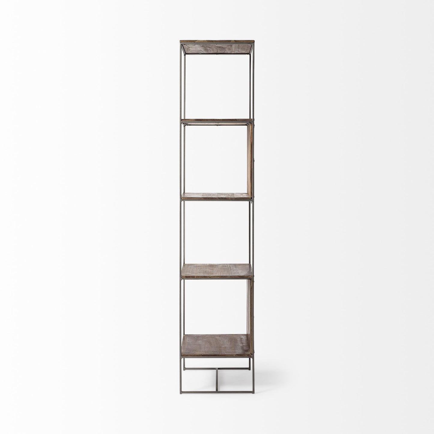Brown Wood and Silver Metal Frame with 4 Shelf Shelving Unit By Homeroots | Shelves & Shelving Units | Modishstore - 3