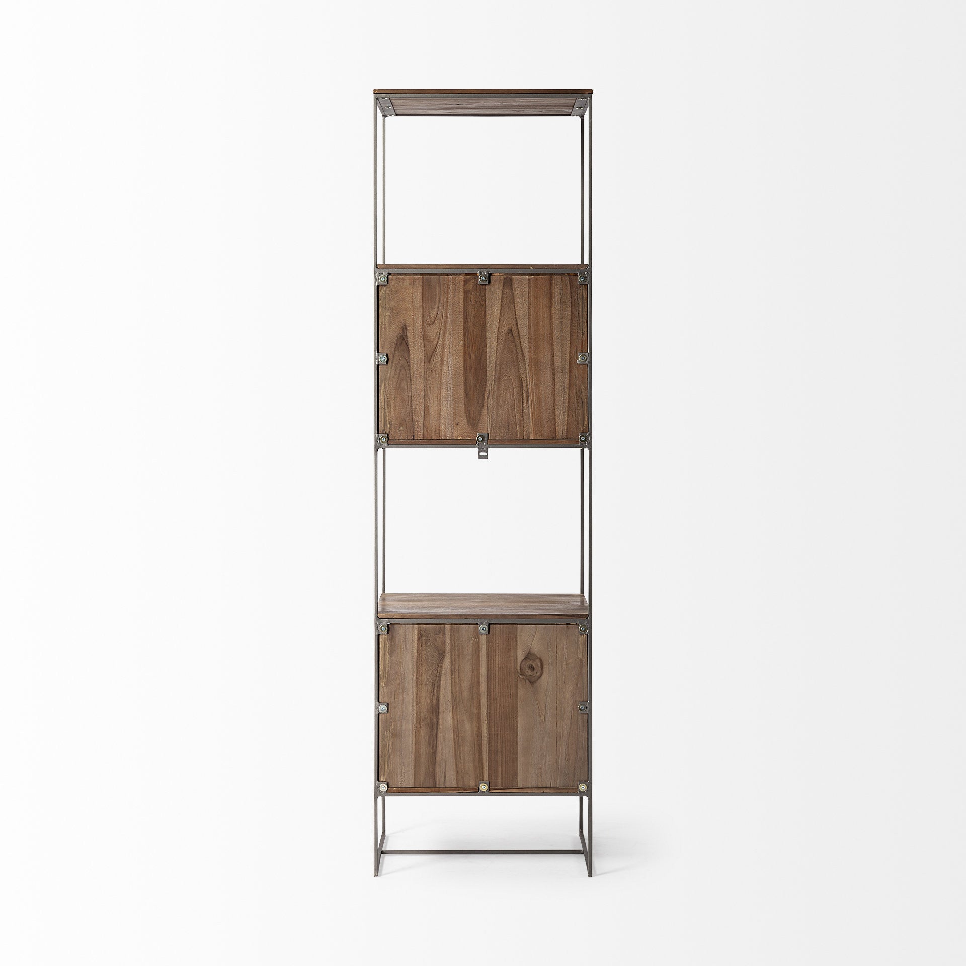 Brown Wood and Silver Metal Frame with 4 Shelf Shelving Unit By Homeroots | Shelves & Shelving Units | Modishstore - 4