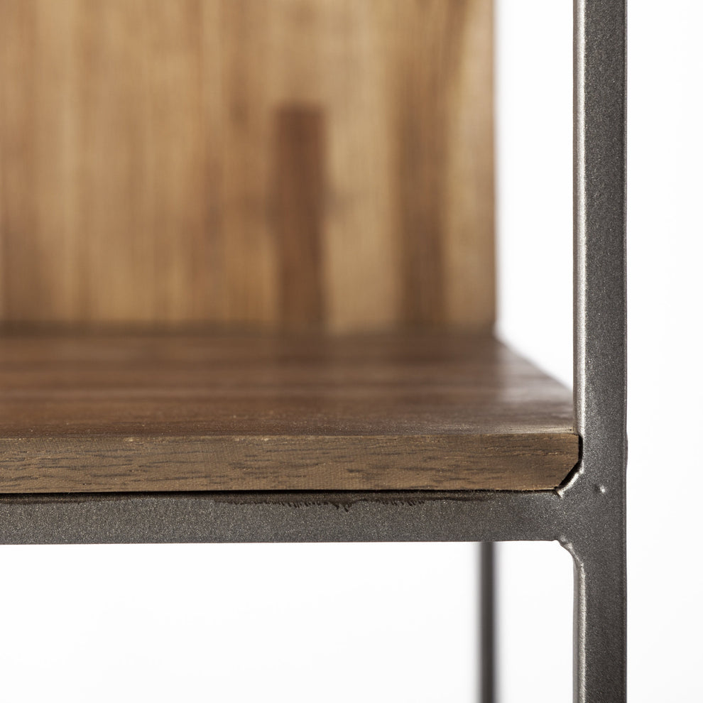 Brown Wood and Silver Metal Frame with 4 Shelf Shelving Unit By Homeroots | Shelves & Shelving Units | Modishstore - 6