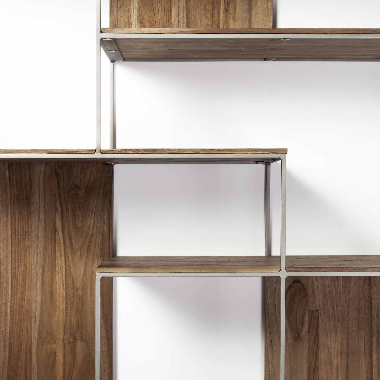 Brown Wood and Silver Metal Frame with 6 Shelf Shelving Unit By Homeroots | Shelves & Shelving Units | Modishstore - 9